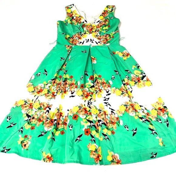 Dress Barn | Dresses | Dress Barn Womens Dress Size 4 Floral Fit And Flare  Green Yellow Lined 2346 | Poshmark